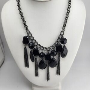 Gun Metal Black Dangles Necklace‎